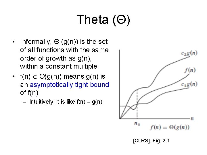 Theta (Θ) • Informally, Θ (g(n)) is the set of all functions with the