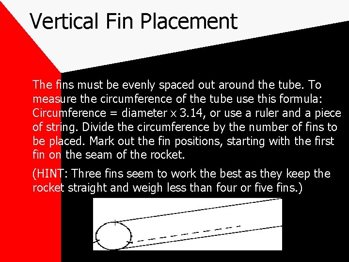 Vertical Fin Placement The fins must be evenly spaced out around the tube. To