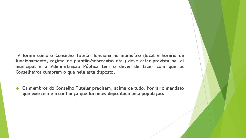 A forma como o Conselho Tutelar funciona no município (local e horário de funcionamento,