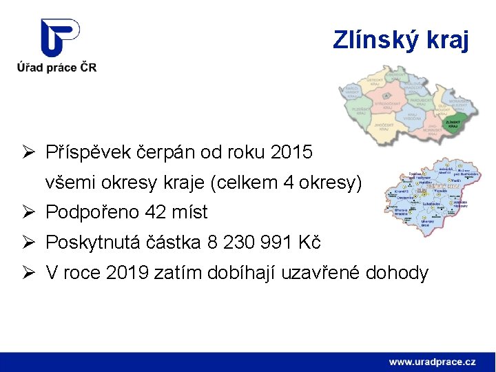 Zlínský kraj Ø Příspěvek čerpán od roku 2015 všemi okresy kraje (celkem 4 okresy)