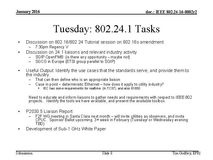 January 2016 doc. : IEEE 802. 24 -16 -0002 r 2 Tuesday: 802. 24.