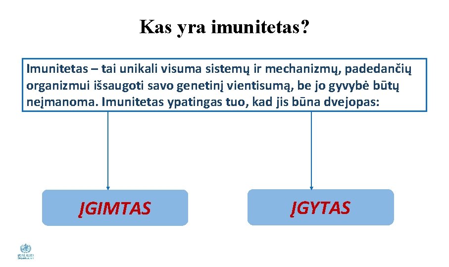 Kas yra imunitetas? Imunitetas – tai unikali visuma sistemų ir mechanizmų, padedančių organizmui išsaugoti