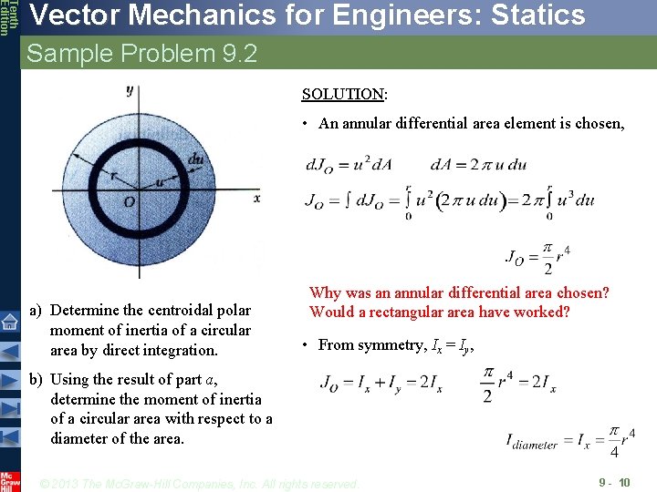 Tenth Edition Vector Mechanics for Engineers: Statics Sample Problem 9. 2 SOLUTION: • An