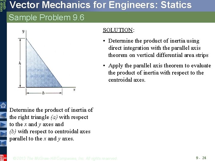 Tenth Edition Vector Mechanics for Engineers: Statics Sample Problem 9. 6 SOLUTION: • Determine