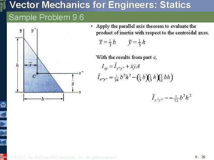 Tenth Edition Vector Mechanics for Engineers: Statics Sample Problem 9. 6 • Apply the