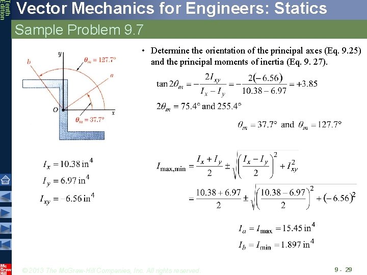 Tenth Edition Vector Mechanics for Engineers: Statics Sample Problem 9. 7 • Determine the