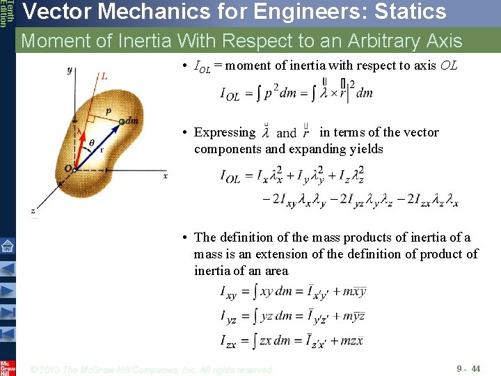 Tenth Edition Vector Mechanics for Engineers: Statics Moment of Inertia With Respect to an
