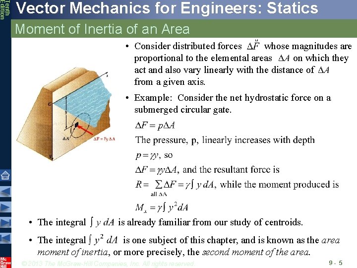 Tenth Edition Vector Mechanics for Engineers: Statics Moment of Inertia of an Area •
