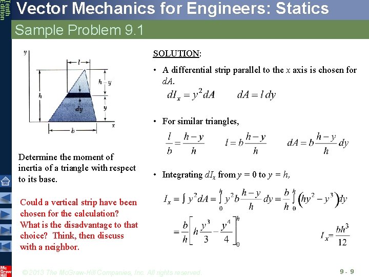 Tenth Edition Vector Mechanics for Engineers: Statics Sample Problem 9. 1 SOLUTION: • A