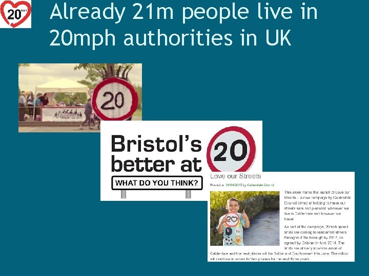 Already 21 m people live in 20 mph authorities in UK 