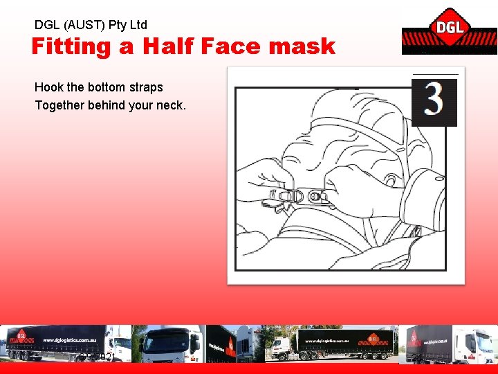 DGL (AUST) Pty Ltd Fitting a Half Face mask Hook the bottom straps Together