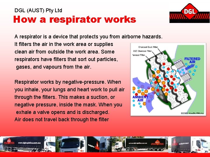 DGL (AUST) Pty Ltd How a respirator works A respirator is a device that