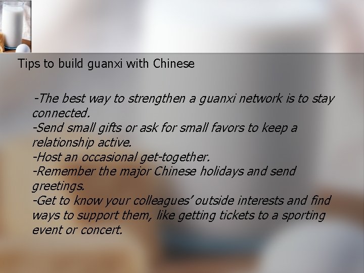 Tips to build guanxi with Chinese -The best way to strengthen a guanxi network