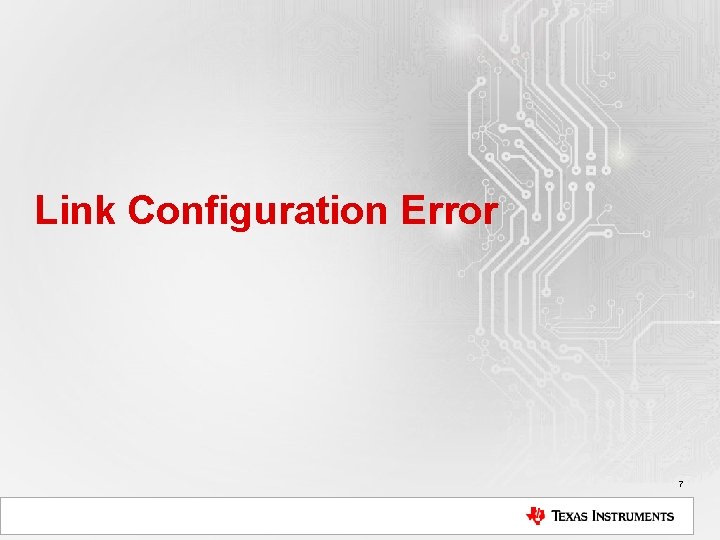 Link Configuration Error 7 