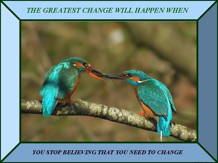 THE GREATEST CHANGE WILL HAPPEN WHEN YOU STOP BELIEVING THAT YOU NEED TO CHANGE