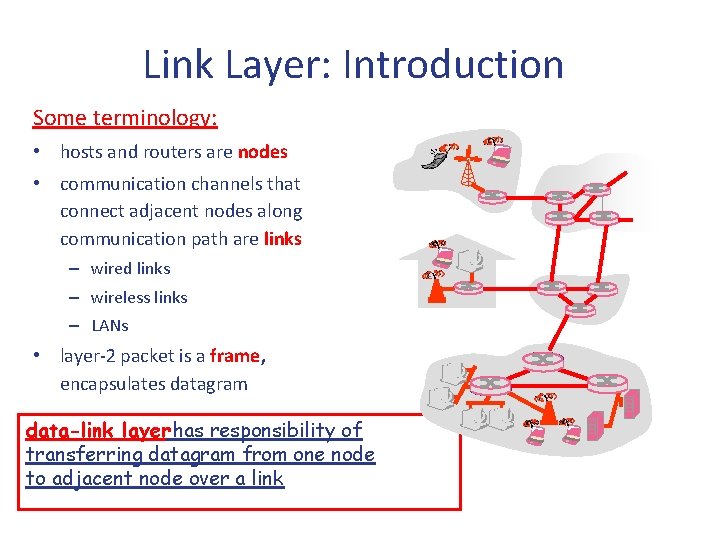 Link Layer: Introduction Some terminology: • hosts and routers are nodes • communication channels Link Layer: Introduction Some terminology: • hosts and routers are nodes • communication channels