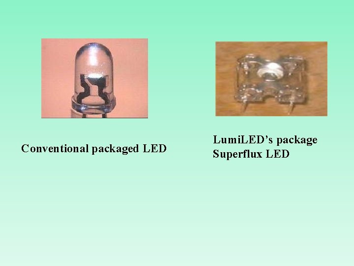 Conventional packaged LED Lumi. LED’s package Superflux LED 