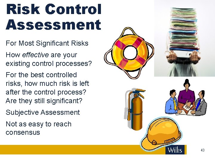 Risk Control Assessment For Most Significant Risks How effective are your existing control processes?