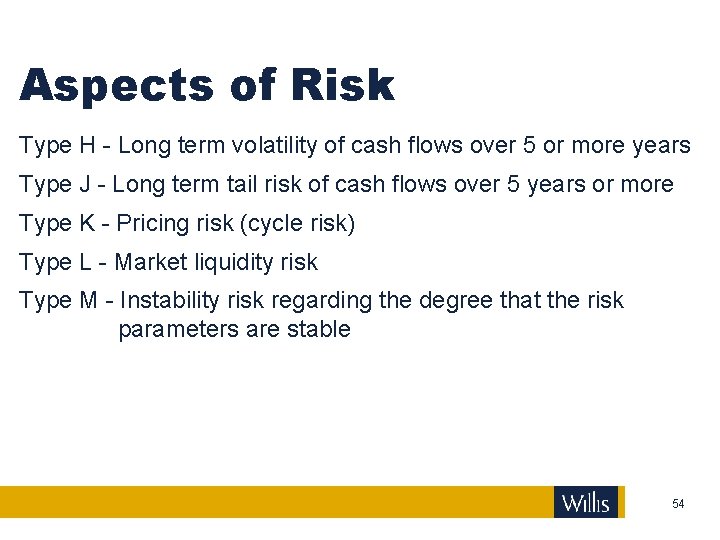 Aspects of Risk Type H - Long term volatility of cash flows over 5