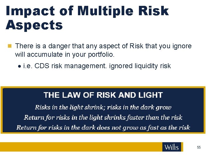 Impact of Multiple Risk Aspects There is a danger that any aspect of Risk