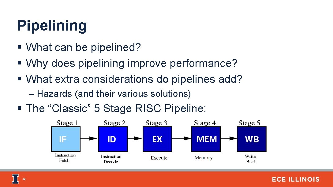 Pipelining § What can be pipelined? § Why does pipelining improve performance? § What