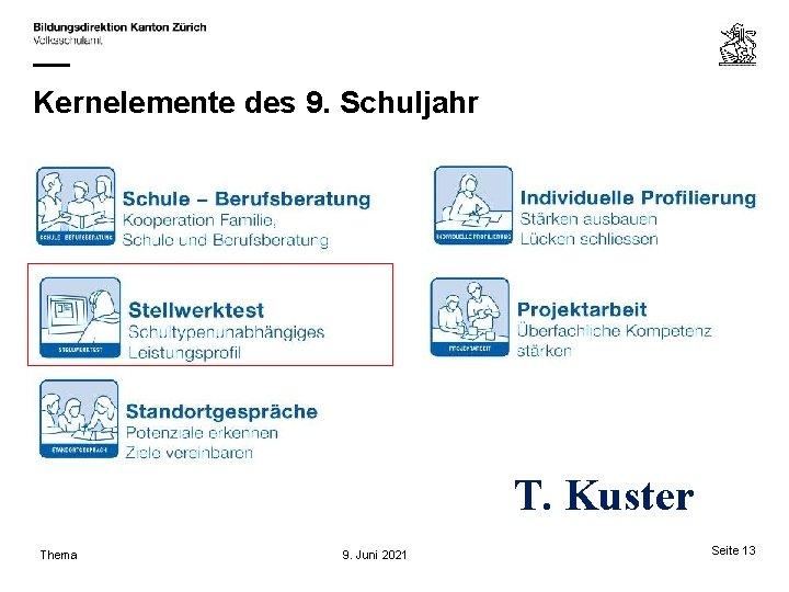 Kernelemente des 9. Schuljahr T. Kuster Thema 9. Juni 2021 Seite 13 