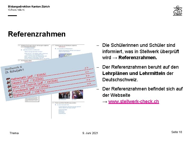 Referenzrahmen – Die Schülerinnen und Schüler sind informiert, was in Stellwerk überprüft wird →