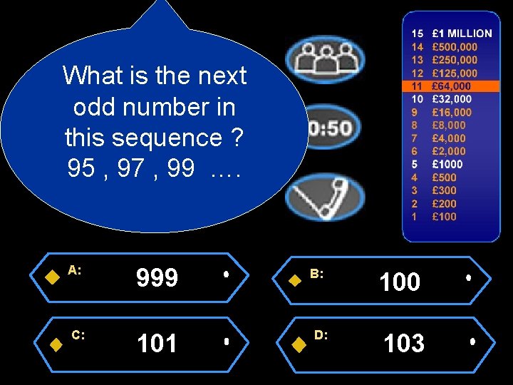 What is the next odd number in this sequence ? 95 , 97 ,