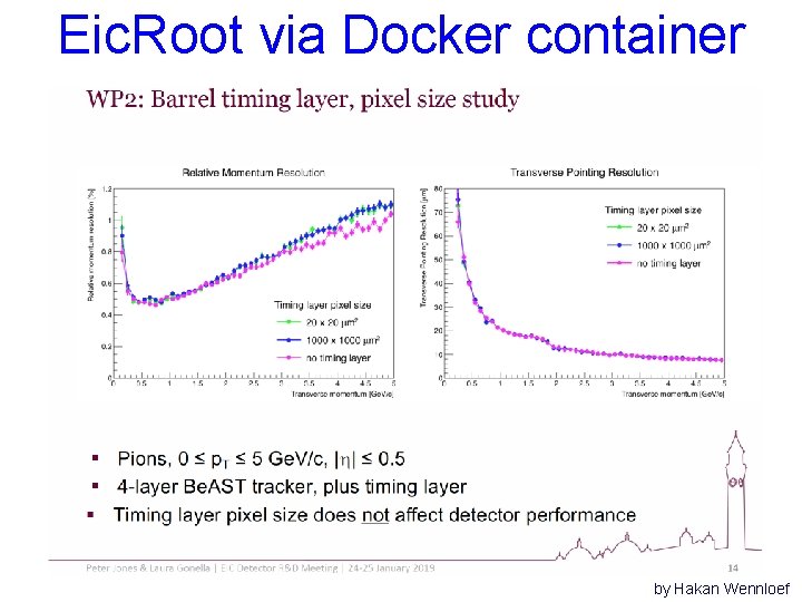 Eic. Root via Docker container Momentum resolution Calorimeters by Hakan Wennloef 