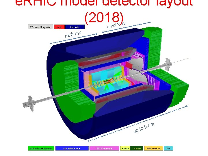 e. RHIC model detector layout (2018) 3 T solenoid cryostat coils iron yoke hadro