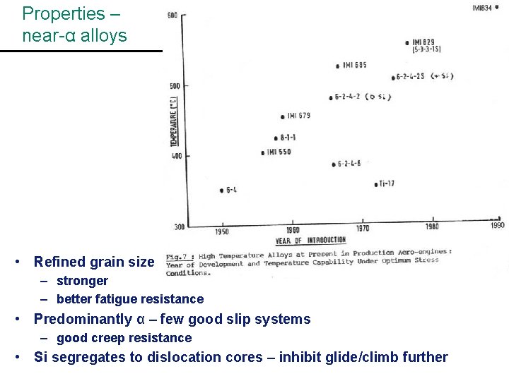 Properties – near-α alloys • Refined grain size – stronger – better fatigue resistance