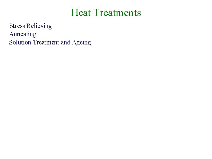 Heat Treatments Stress Relieving Annealing Solution Treatment and Ageing 
