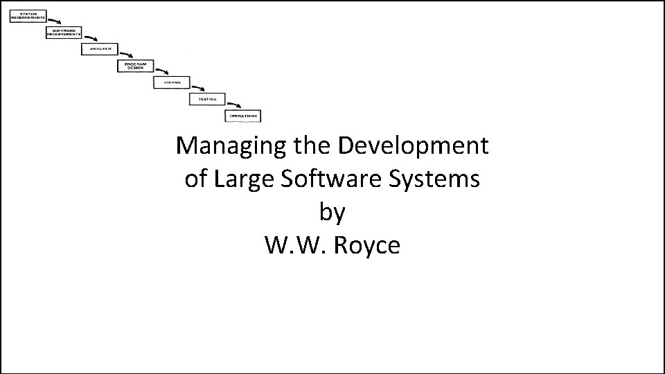 Managing the Development of Large Software Systems by W. W. Royce 