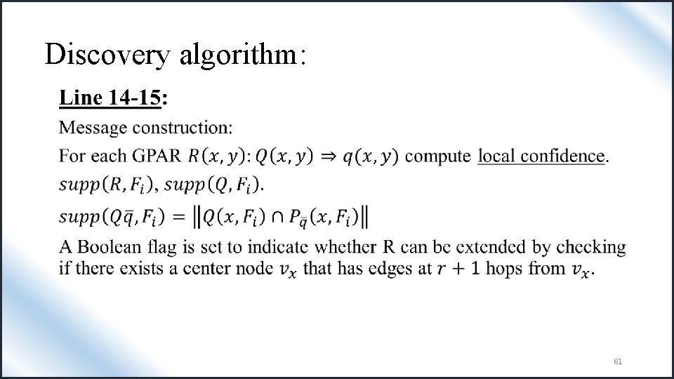 Discovery algorithm: • 61 