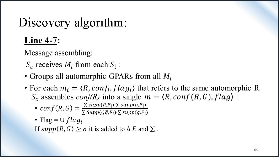 Discovery algorithm: • 66 