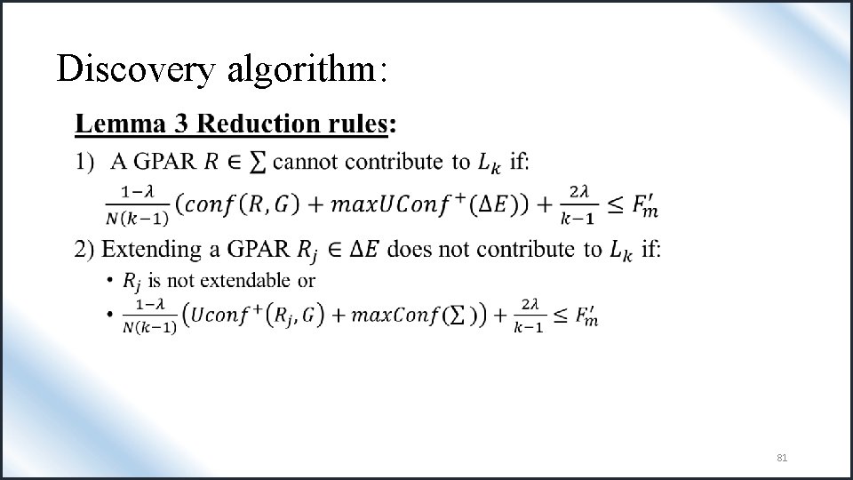 Discovery algorithm: • 81 