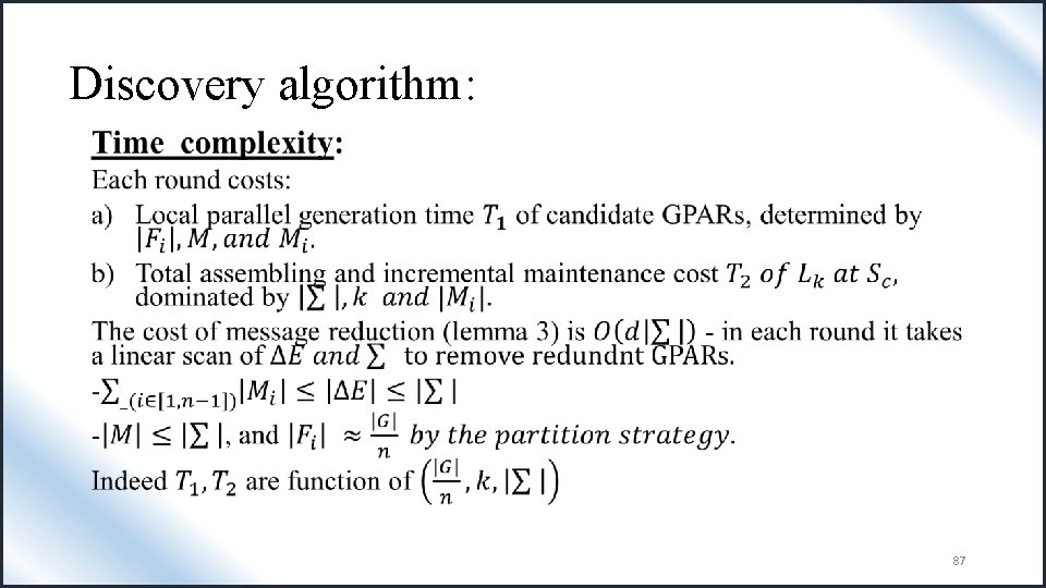 Discovery algorithm: • 87 