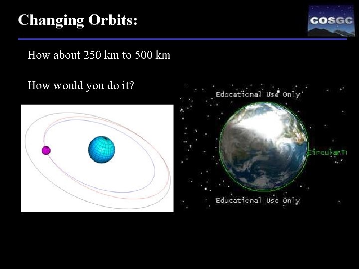 Changing Orbits: How about 250 km to 500 km How would you do it?