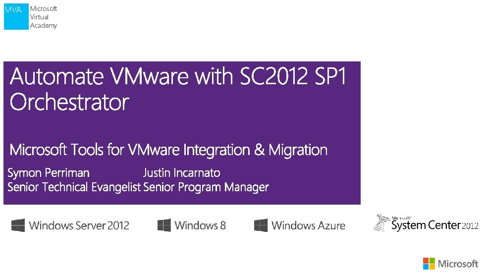 Microsoft Virtual Academy Agenda 01 Manage VMware with