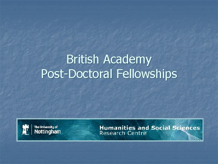 British Academy Post-Doctoral Fellowships 