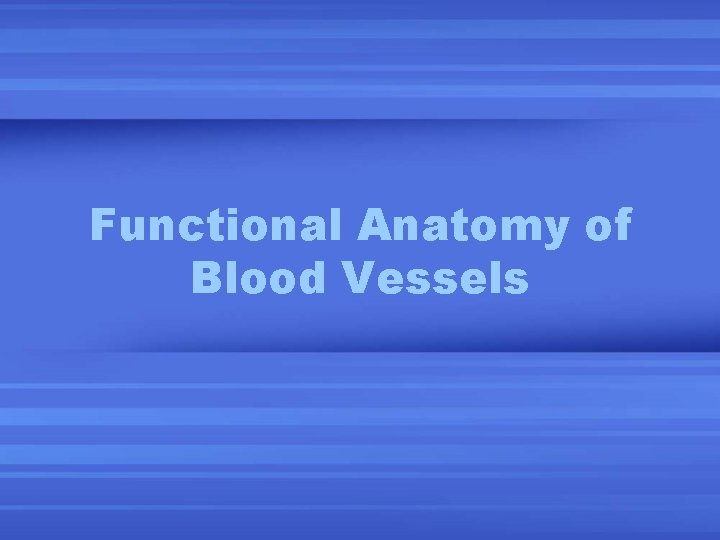 Functional Anatomy of Blood Vessels 
