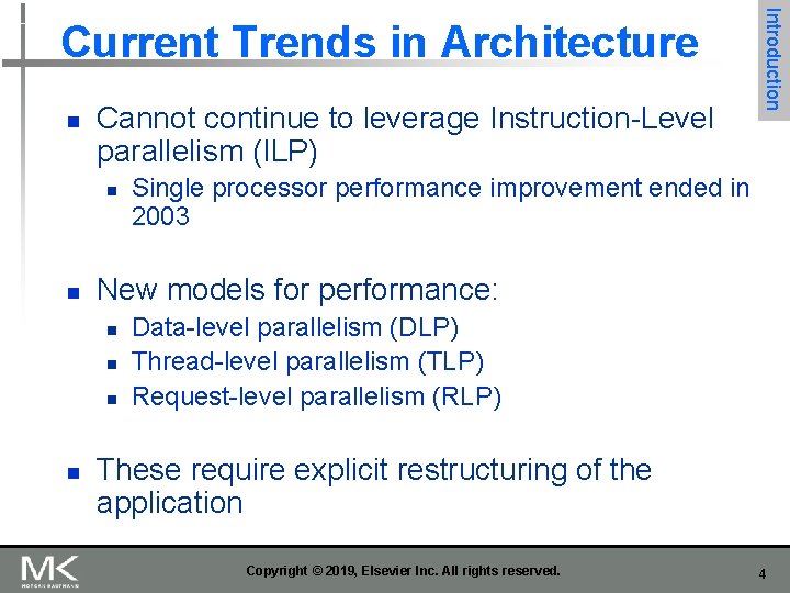 n Cannot continue to leverage Instruction-Level parallelism (ILP) n n Single processor performance improvement