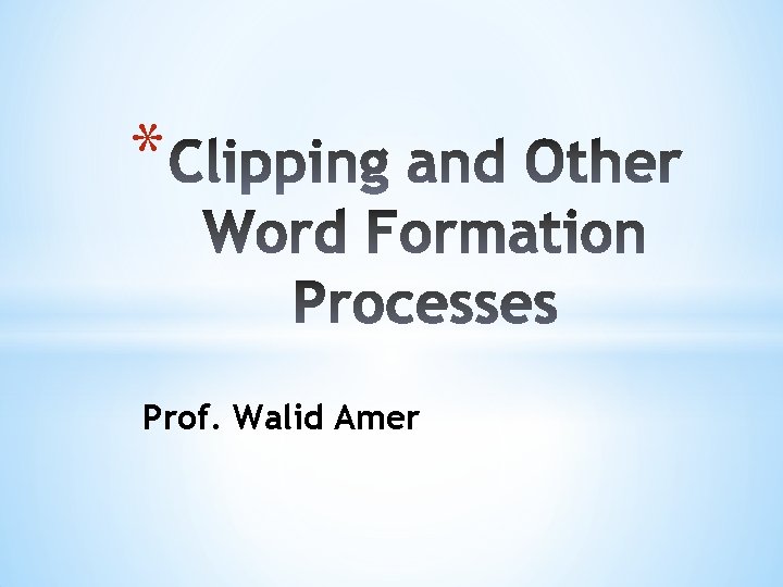 * Prof. Walid Amer 