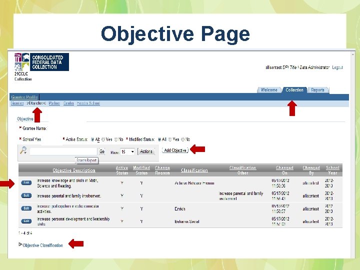 Objective Page 