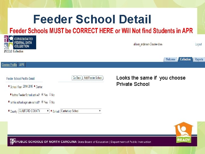 Feeder School Detail Looks the same if you choose Private School 