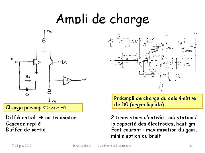 Ampli de charge Charge preamp Préampli de charge du calorimètre de D 0 (argon