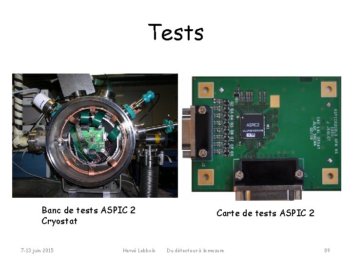 Tests Banc de tests ASPIC 2 Cryostat 7 -13 juin 2015 Hervé Lebbolo Carte