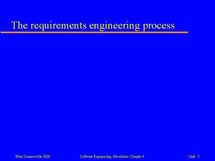The requirements engineering process ©Ian Sommerville 2000 Software Engineering, 6 th edition. Chapter 6