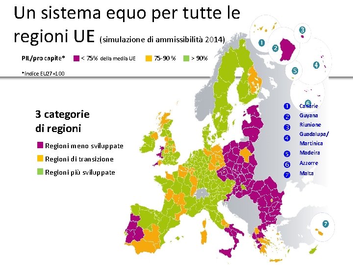Un sistema equo per tutte le regioni UE (simulazione di ammissibilità 2014) PIL/pro capite*