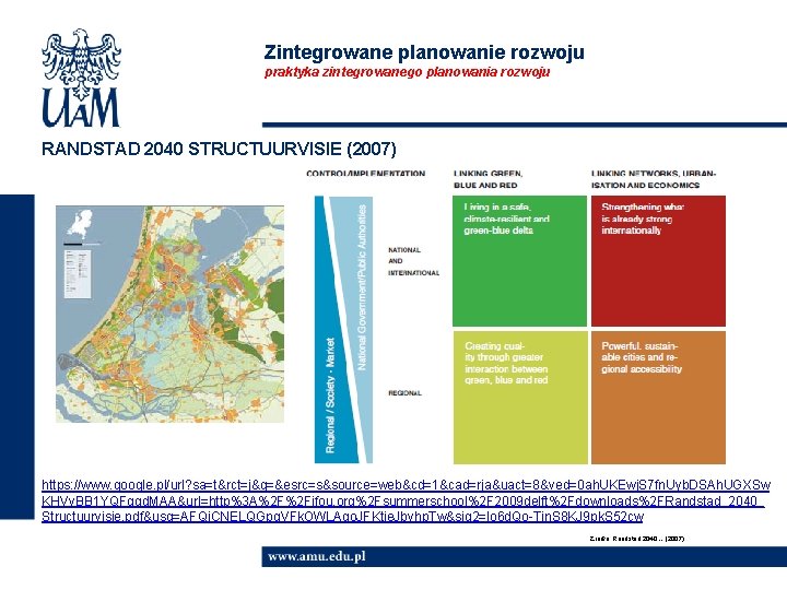 Zintegrowane planowanie rozwoju praktyka zintegrowanego planowania rozwoju RANDSTAD 2040 STRUCTUURVISIE (2007) https: //www. google.